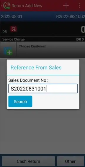 Input transaction document number in mobile cashier android iREAP POS PRO