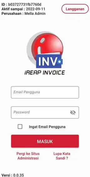 Login ke aplikasi iREAP Invoice