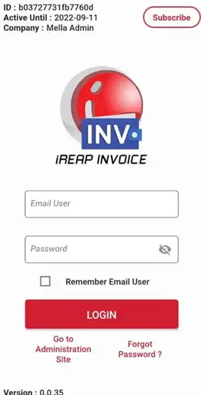 login to iREAP Invoice apps