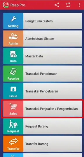 Menu transaksi penjualan di Aplikasi Kasir Android iREAP POS PRO