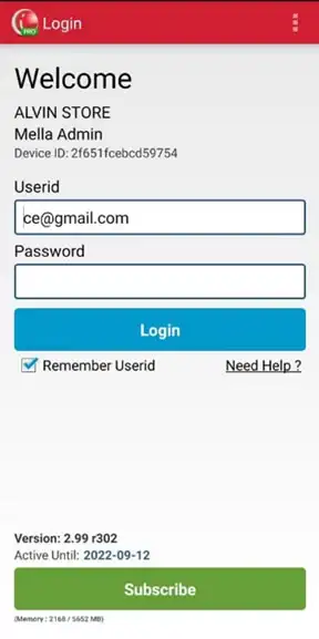 Mobile cashier android iREAP POS PRO login