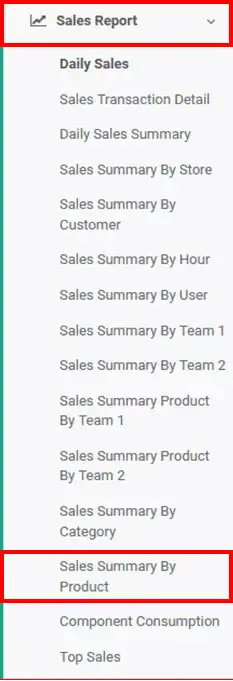 Sales Summary by product Report on mobile cashier android iREAP POS PRO Web Admin