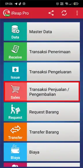 Menu transaksi penjualan di aplikasi kasir android iREAP POS PRO
