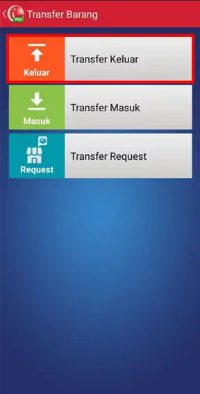 Menu transfer keluar di Aplikasi Kasir Android iREAP POS PRO