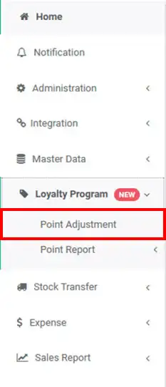 Point adjustment in mobile cashier android iREAP POS PRO via web admin