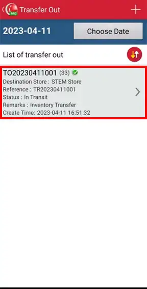 Successfully add transfer out in mobile cashier android iREAP POS PRO