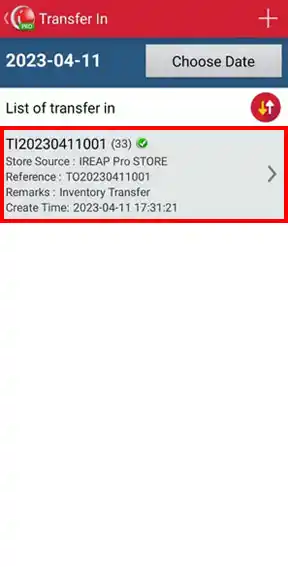 Stock Transfer In Successfully Created on iREAP POS PRO