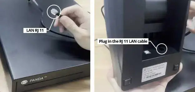 How to connect panda cash drawer to panda printer using lan cable rj-11