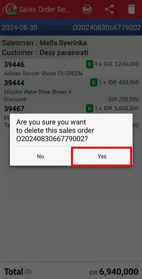 How to delete sales order mobile cashier iREAP PRO