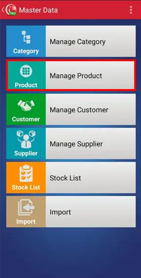 Manage product menu iREAP PRO