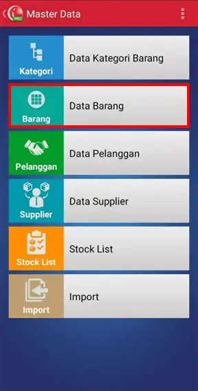 Menu data barang iREAP PRO