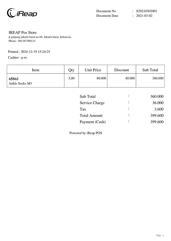 This is the A4-sized diskon quantity receipt layout