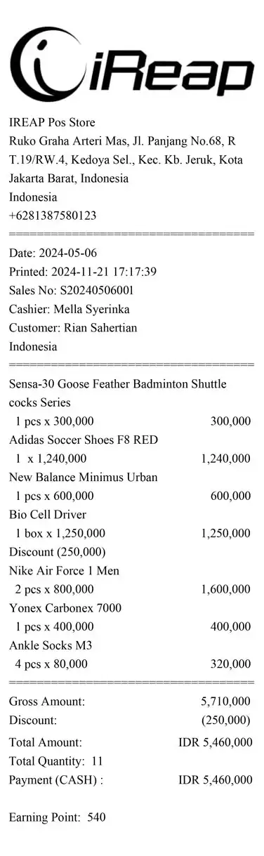 Warehouse receipts process sales orders created by salesmen