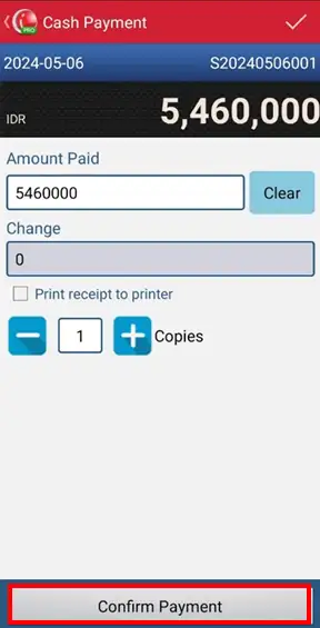 Confirm payment sales order by warehouse in mobile cashier iREAP PRO