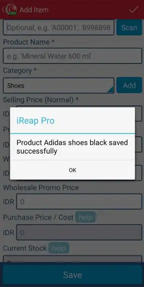 Successfully add item in iREAP PRO