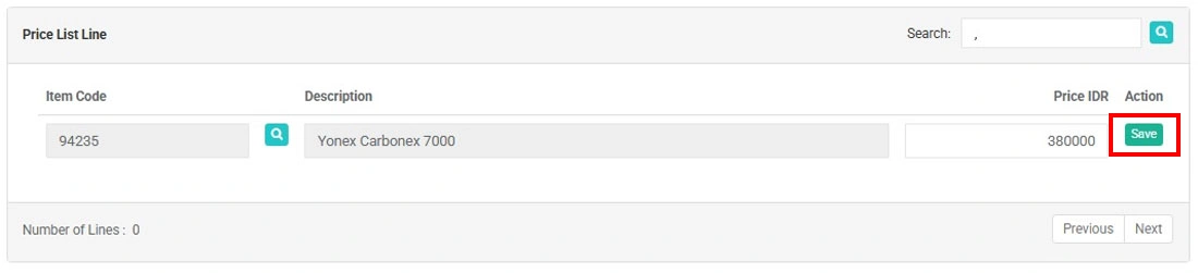 add product for that Price List in iREAP POS PRO