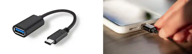 How to connect a type c otg cable to a phone