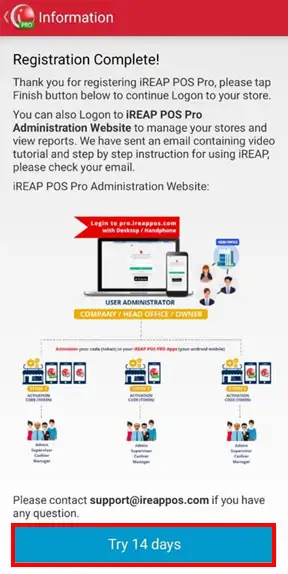 Successfully register iREAP POS PRO
