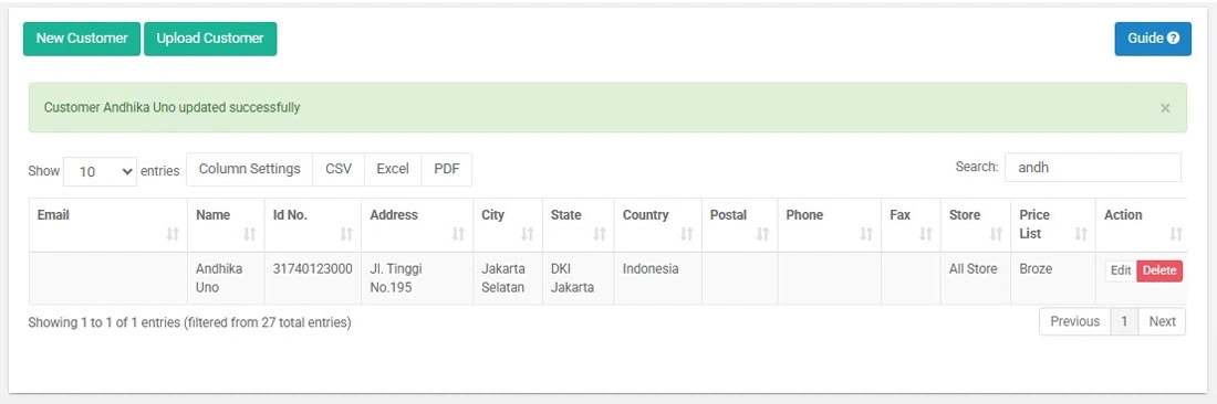 Successfully Assign Customer Price list on web administrator mobile cashier android iREAP POS PRO