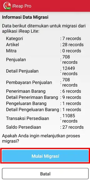 Informasi data migrasi iREAP Lite ke iREAP Pro