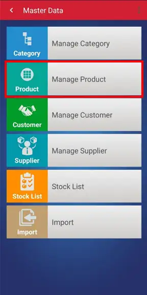 Manage product menu iREAP Pro mobile