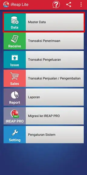 Master data menu iREAP POS Lite