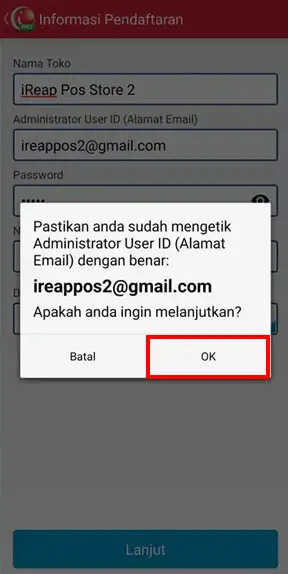 Menyelesaikan pembuatan registrasi iREAP POS PRO