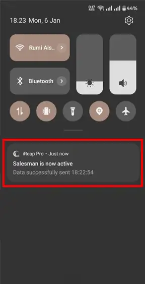 Notification salesman activate in iREAP PRO