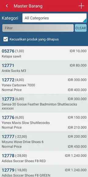 Item produk yang ingin dilakukan penyesuaian stok