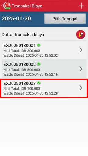 Pilih transaksi biaya yang ingin dibatalkan pada aplikasi kasir toko iREAP POS Pro