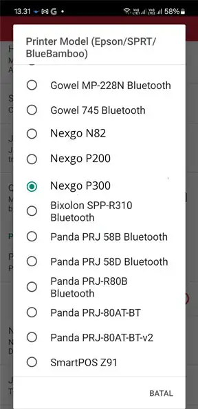 Pilih model printer yang ingin dipilih