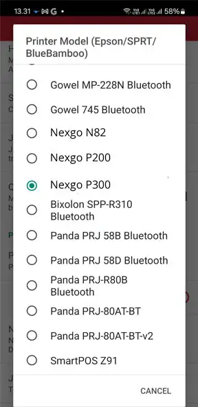 Select the printer model you want to select