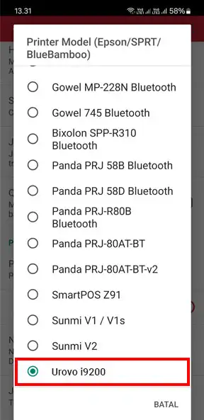 Pilih model printer yang ingin dipilih