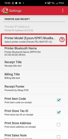 Scroll down until you find the Printer Model menu, click on the menu