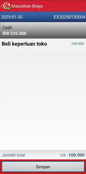 Simpan transaksi biaya yang dibatalkan aplikasi pos mobile android iREAP PRO