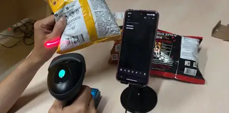 Test scan barcode scanner di note handphone
