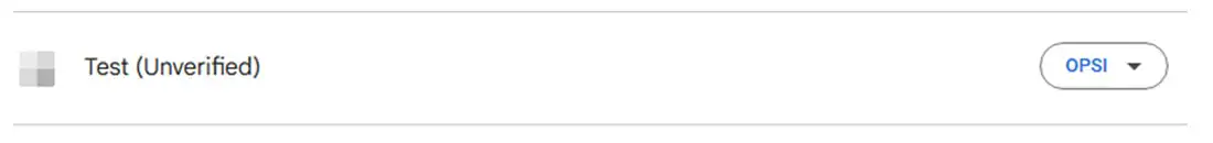Cari aplikasi dengan nama test unverified