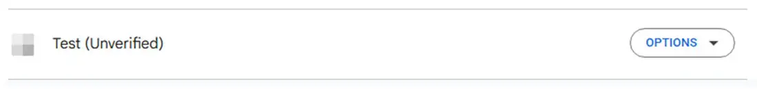 Search for an app with the name test unverified