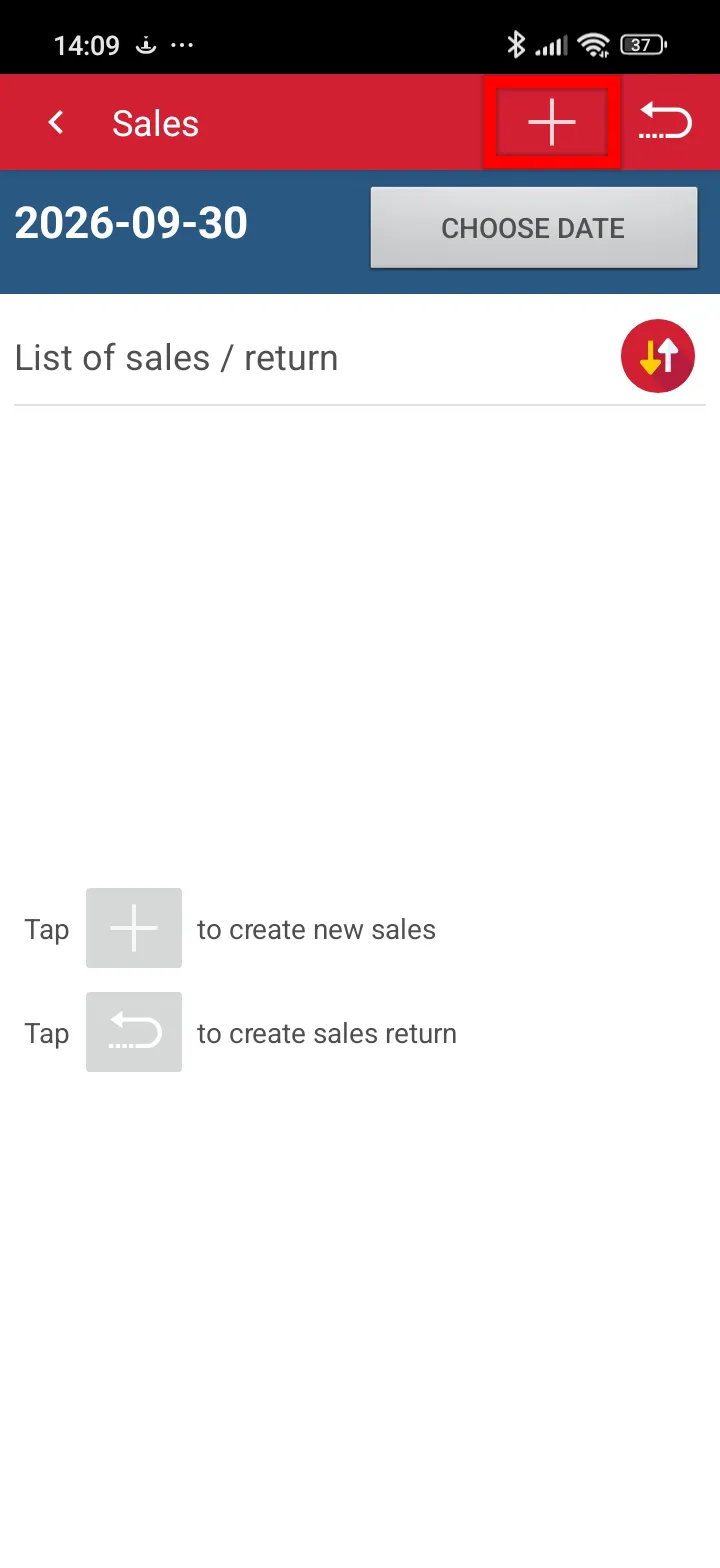 Click the add button to create a new sales transaction in iREAP POS Pro
