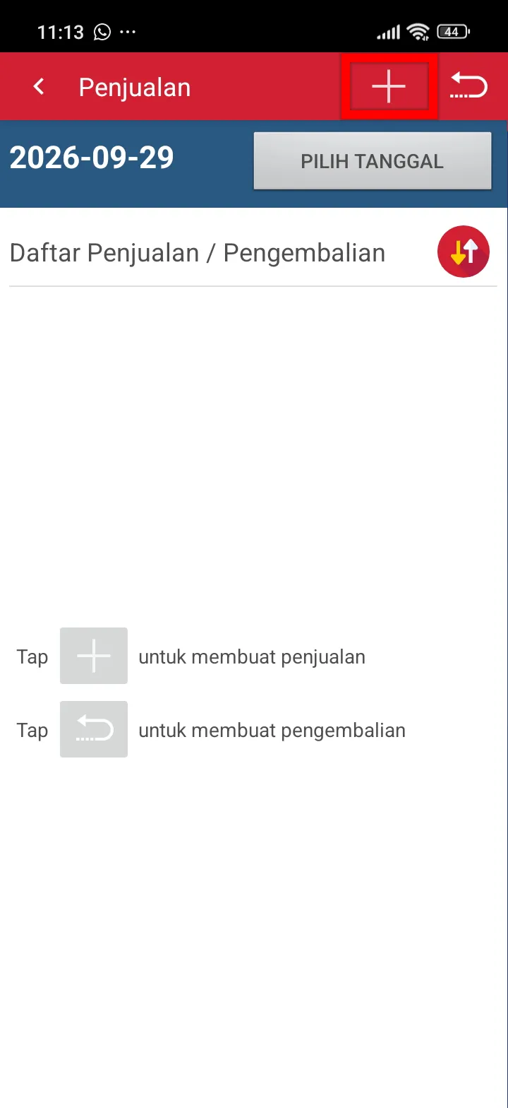 Klik tombol tambah untuk membuat transaksi penjualan baru di iREAP POS Pro