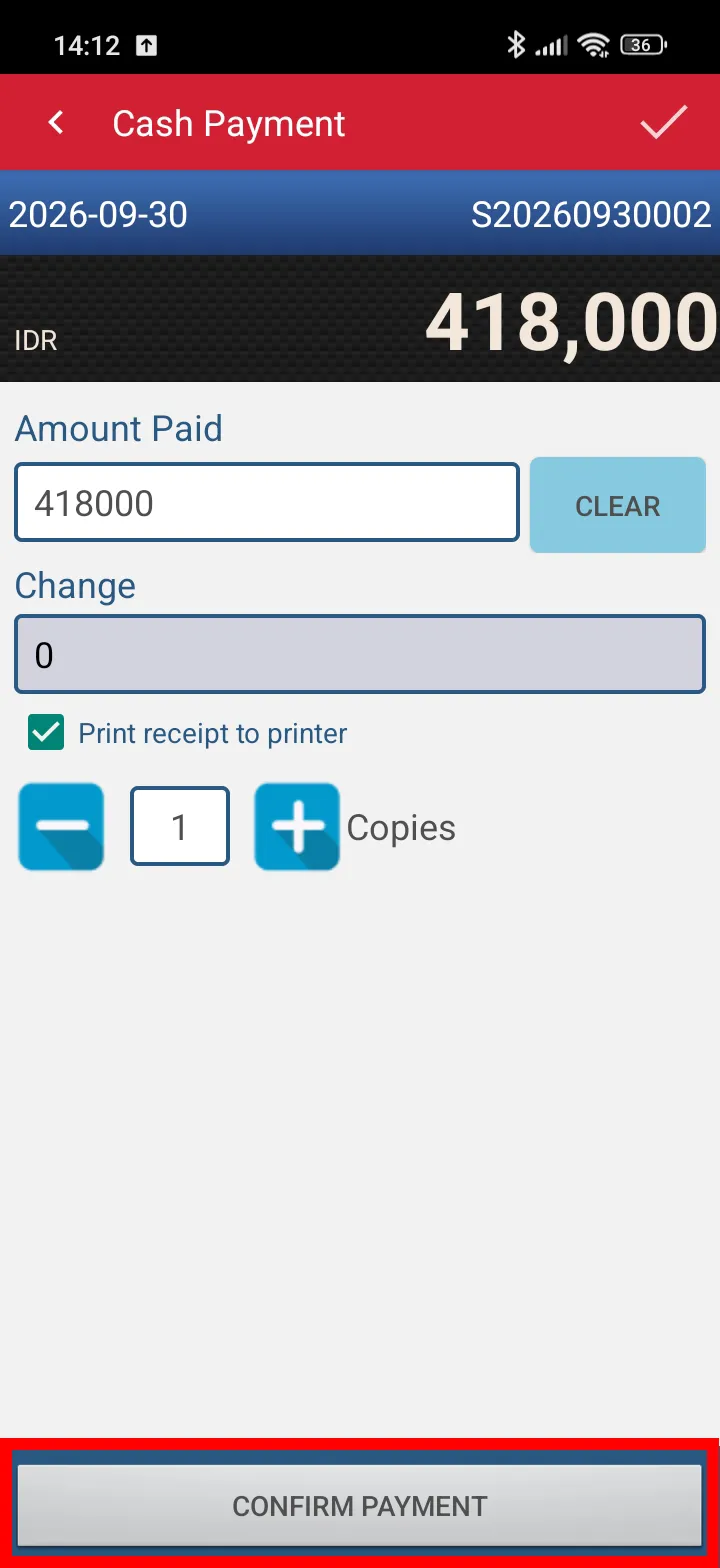 Sales payment with the exclude setting in iREAP POS Pro