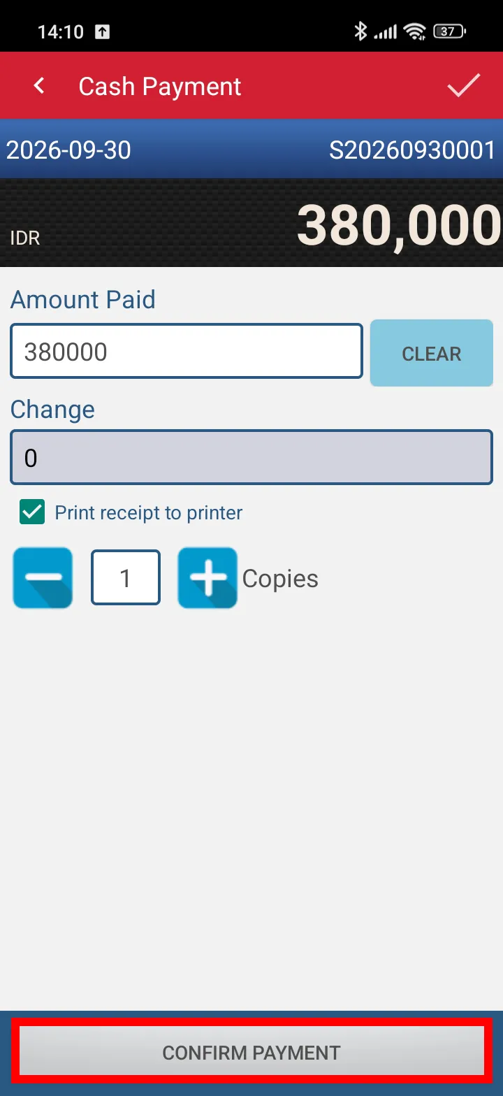 Sales payment with the include setting in iREAP POS Pro