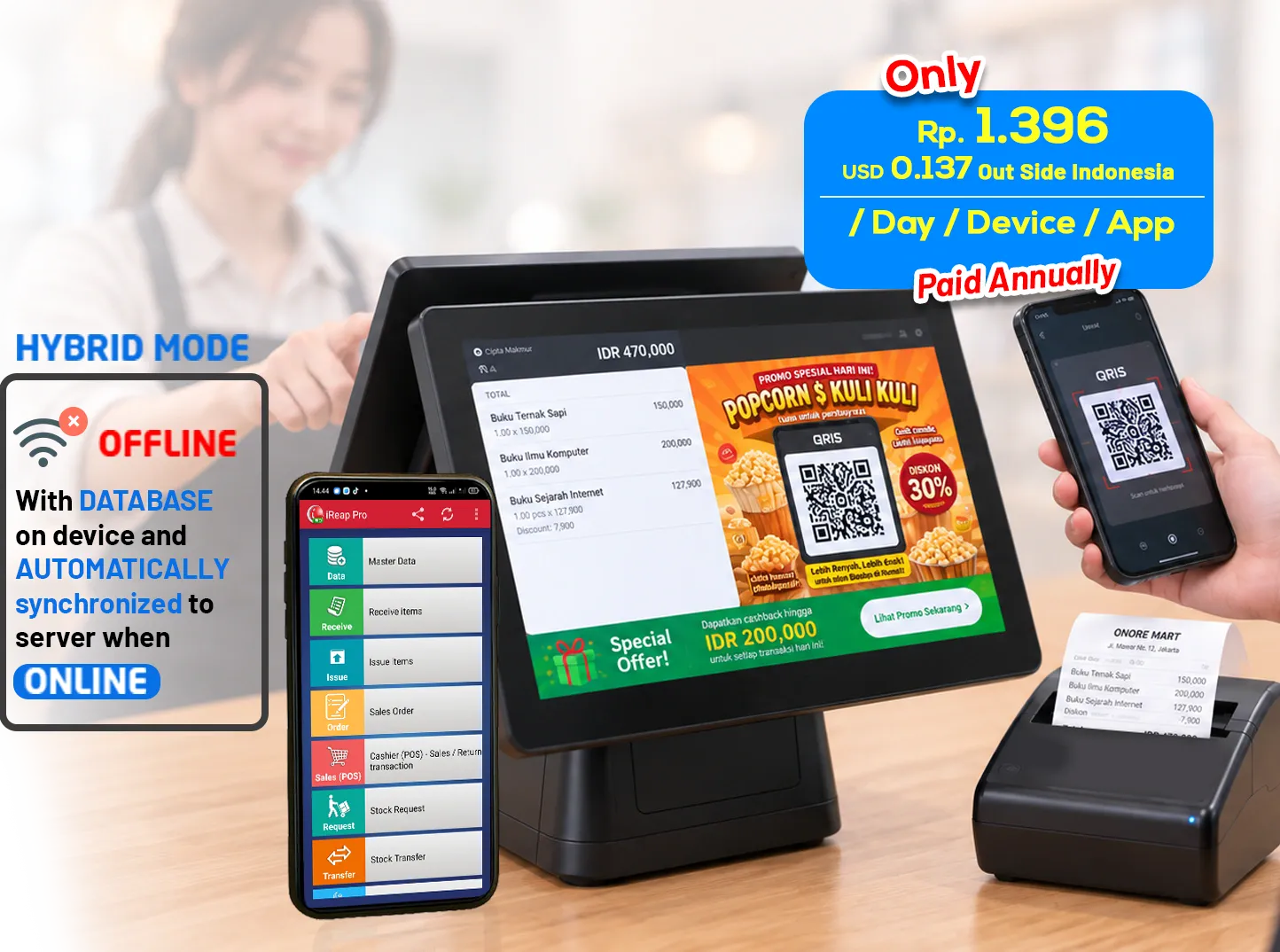 Mobile Cashier Android Support multiple Store iREAP POS PRO