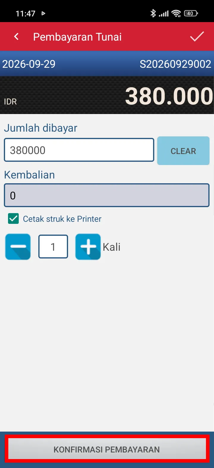 Pembayaran transaksi penjualan dengan pengaturan include di iREAP POS Pro