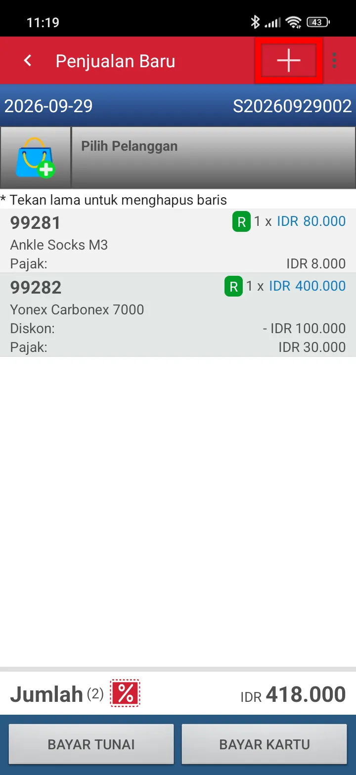 Pilih item barang yang akan dijual di iREAP POS Pro