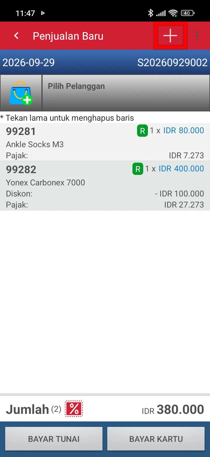 Pilih item barang yang akan dijual di iREAP POS Pro