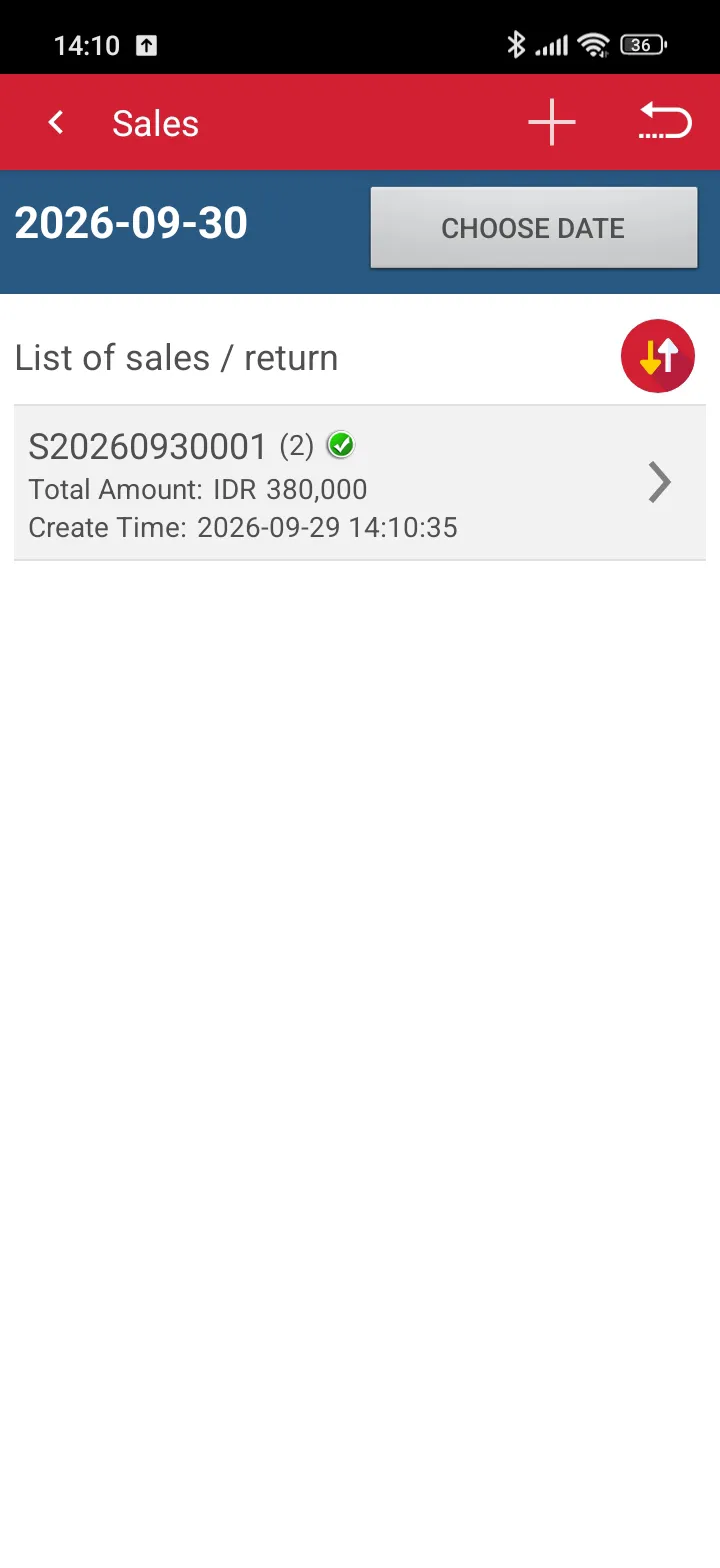 Sales transaction completed with the include setting in iREAP POS Pro
