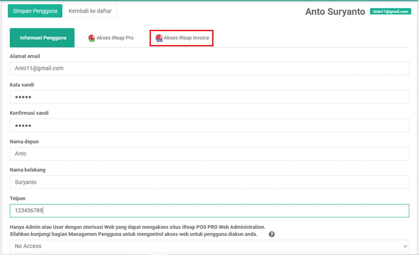 Input Data - iREAP Invoice
