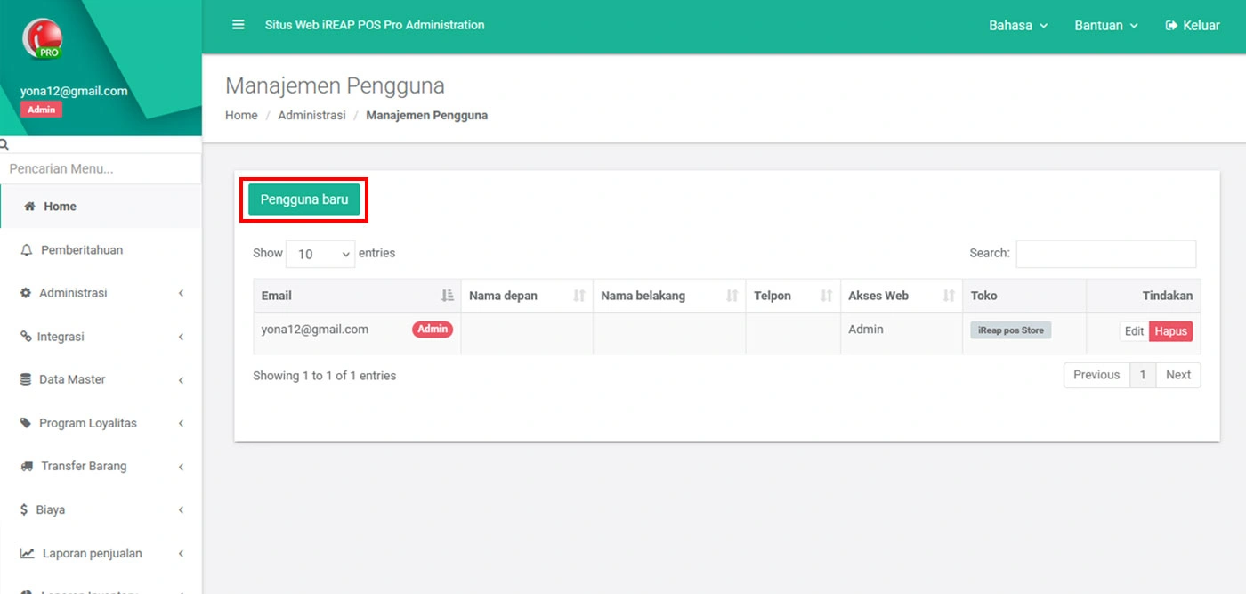 Pengguna Baru - iREAP Invoice