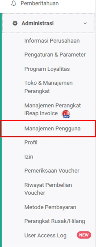 Management Pengguna - iREAP Invoice